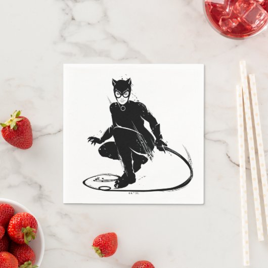 Serviette En Papier Pose à pinceau en encre Catwoman (En situation)