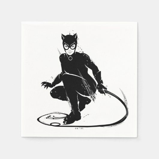 Serviette En Papier Pose à pinceau en encre Catwoman (Devant)