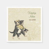 Serviette En Papier Posh Cats Mariage 2 ivoire Papier serviettes (Devant)