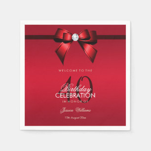 Serviette En Papier Posh Gem Bow & Ribbon 40e anniversaire