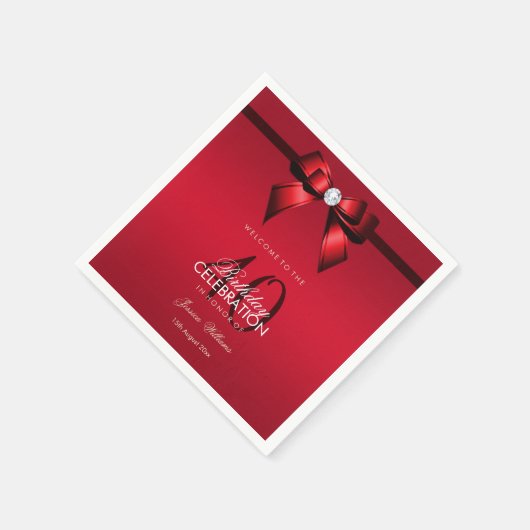 Serviette En Papier Posh Gem Bow & Ribbon 40e anniversaire (Coin)