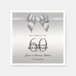 Serviette En Papier Posh Gem Bow & Ribbon 60e anniversaire de Mariage