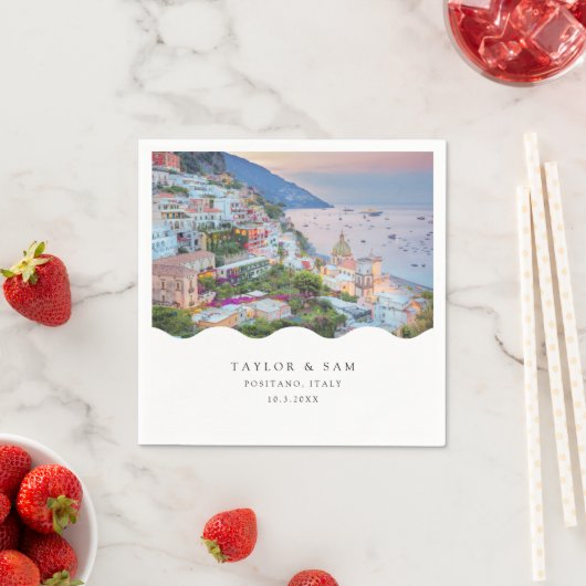 Serviette En Papier Positano Mariage Amalfi Coast Cocktail Napkin (En situation)