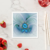 Serviette En Papier Position, Abstrait bleu turquoise fractal (En situation)