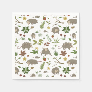 Serviette En Papier Possum dans un champ de Berry en blanc