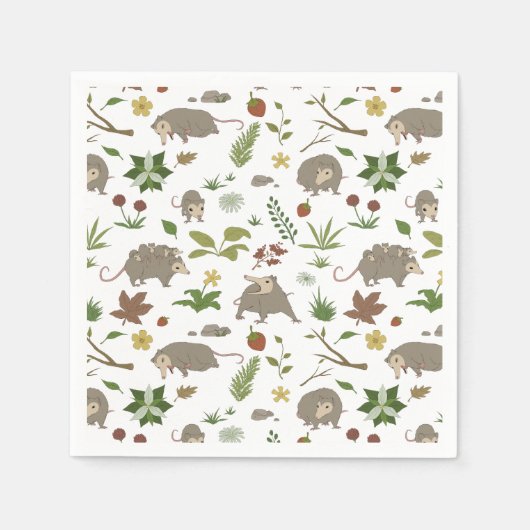 Serviette En Papier Possum dans un champ de Berry en blanc (Devant)