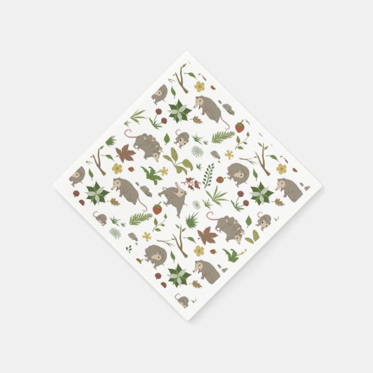 Serviette En Papier Possum dans un champ de Berry en blanc (Coin)
