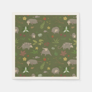 Serviette En Papier Possum dans un champ de Berry en vert