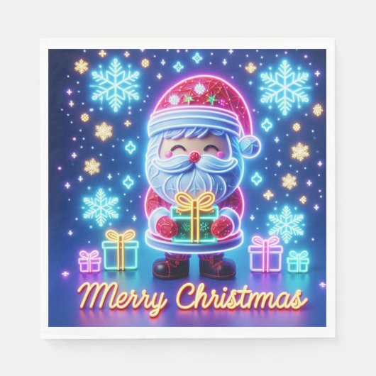 Serviette En Papier Poster cadeau de Noël Joyeux Père Noël (Devant)