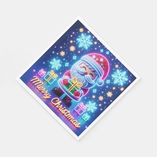 Serviette En Papier Poster cadeau de Noël Joyeux Père Noël (Coin)