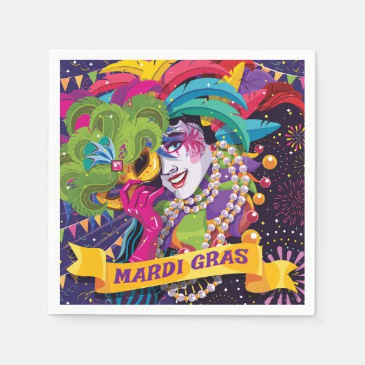Serviette En Papier Poster coloré Mardi Gras Masqué (Devant)