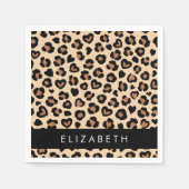Serviette En Papier Poster de animal, Léopard Brown, Coeurs, Votre Nom (Devant)
