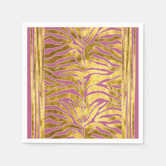 Serviette En Papier Poster de animal, rayures de tigre en or, blush, b (Devant)