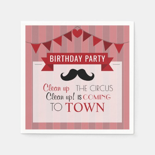 Serviette En Papier Poster de Cirque Classique Fête d'anniversaire pou (Devant)