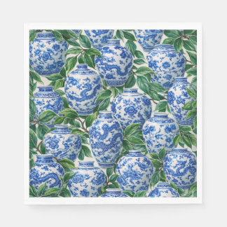 Serviette En Papier Pot à gingembre en porcelaine chinoise bleue