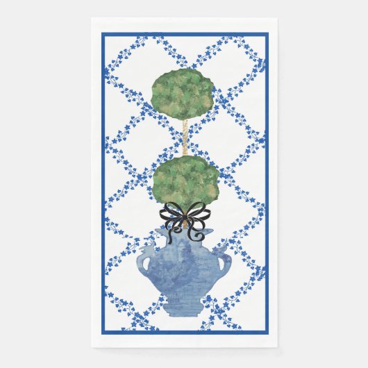 Serviette En Papier Pot à gingembre en treillis Blue Ivy (Devant)