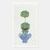 Serviette En Papier Pot à gingembre en treillis vert sauge sculpté  (Devant)