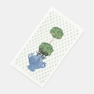 Serviette En Papier Pot à gingembre en treillis vert sauge sculpté