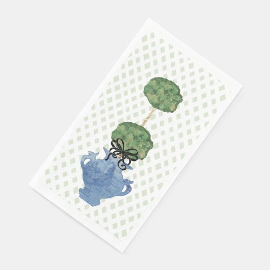 Serviette En Papier Pot à gingembre en treillis vert sauge sculpté  (Coin)
