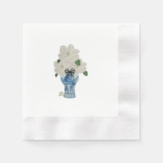 Serviette En Papier Pot à gingembre peint en bleu et blanc (Devant)