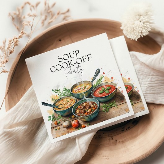 Serviette En Papier Pot de fête de la soupe rustique en aquarelle
