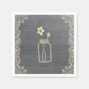 Serviette En Papier Pot de maçon rustique et serviettes de papier de