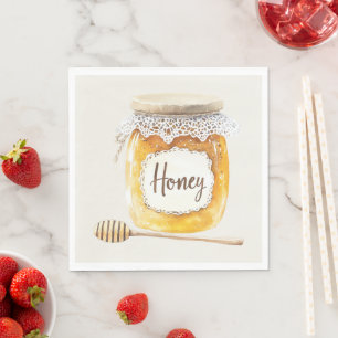 Serviette En Papier Pot de miel doré crème Nourriture Cuisine