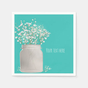 Serviette En Papier Pot Mason Turquoise pour Baby Shower & Babys Breat