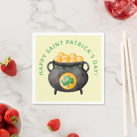 Serviette En Papier Pot of Gold Bonne Saint Patrick's Day (En situation)