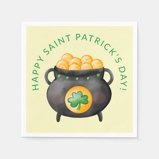 Serviette En Papier Pot of Gold Bonne Saint Patrick's Day (Devant)
