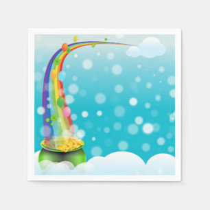 Serviette En Papier Pot or et arc-en-ciel