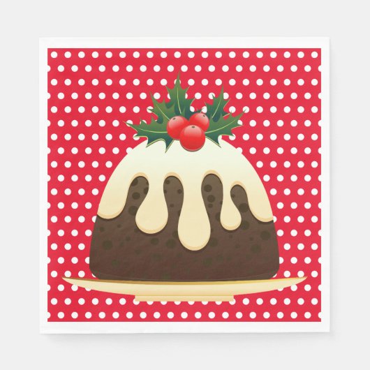 Serviette En Papier Pot Rouge, Pudding De Noël (Devant)