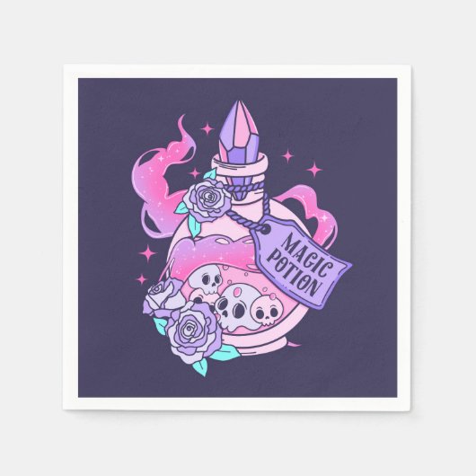 Serviette En Papier Potion magique Cute Rose Halloween Potion bouteill (Devant)