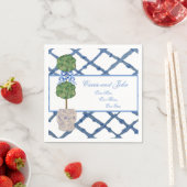 Serviette En Papier Pots à gingembre en chinoiserie de topiaire peints (En situation)