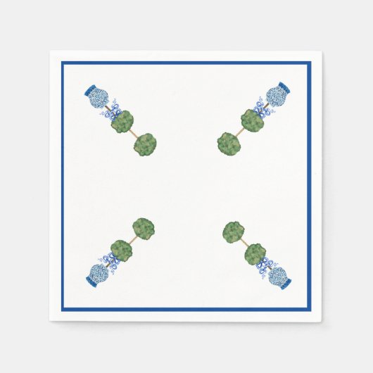 Serviette En Papier Pots de gingembre bleus Jar Topiaire Vine  (Devant)