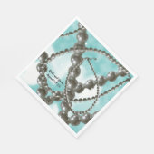 Serviette En Papier Pots de perles Aqua Mariage papier serviettes (Coin)