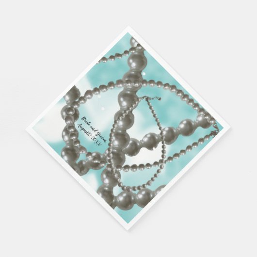 Serviette En Papier Pots de perles Aqua Mariage papier serviettes (Coin)