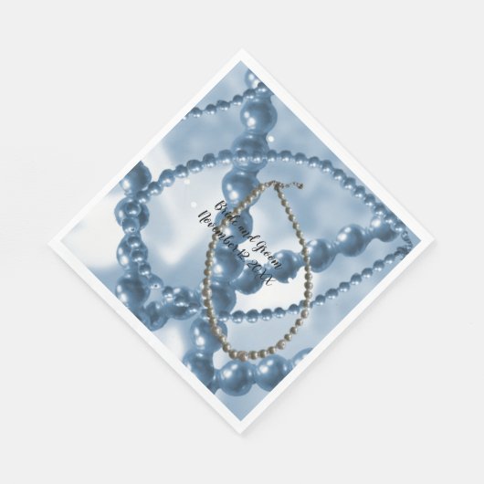 Serviette En Papier Pots de perles Papier Mariage bleu Naples (Coin)