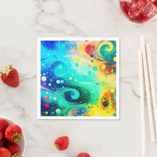 Serviette En Papier Pots et torsades Grunge Aquarelle masquer vers le  (En situation)