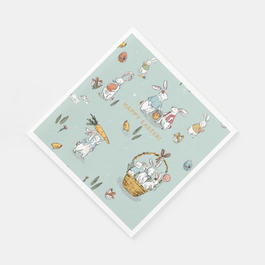 Serviette En Papier Poubelles de Pâques Motif Oeuf et carottes Chasse  (Coin)