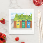 Serviette En Papier Poubelles de tri des déchets codés par couleur (En situation)