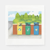 Serviette En Papier Poubelles de tri des déchets codés par couleur (Devant)
