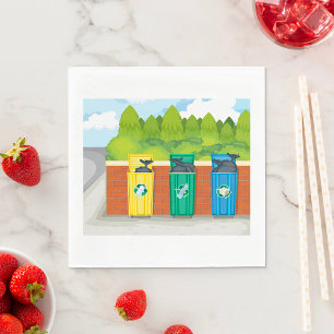 Serviette En Papier Poubelles de tri des déchets codés par couleur
