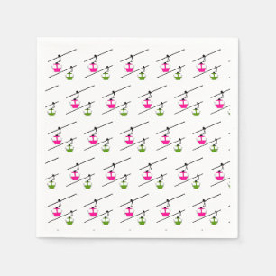 Serviette En Papier Pouces roses et vertes