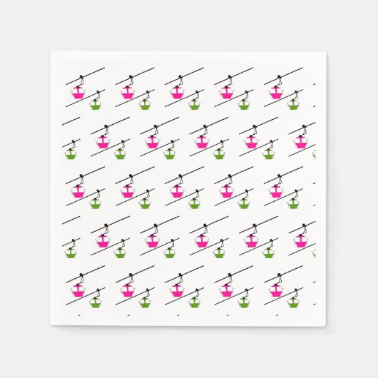 Serviette En Papier Pouces roses et vertes (Devant)