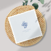 Serviette En Papier Poudre bleu floral Mariage monogramme