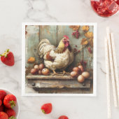 Serviette en papier Poulailler rustique (En situation)