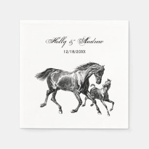 Serviette En Papier Poulain de cheval vintage mère bébé
