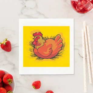 Serviette En Papier Poule sur nid Ferme lumineuse Volaille