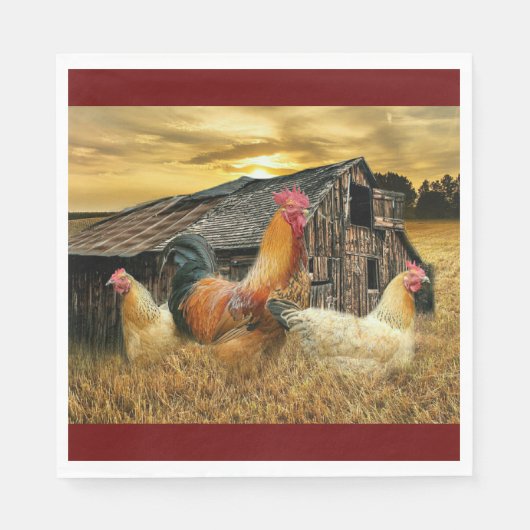 Serviette En Papier Poules de coq Russe Grotte Coop (Devant)